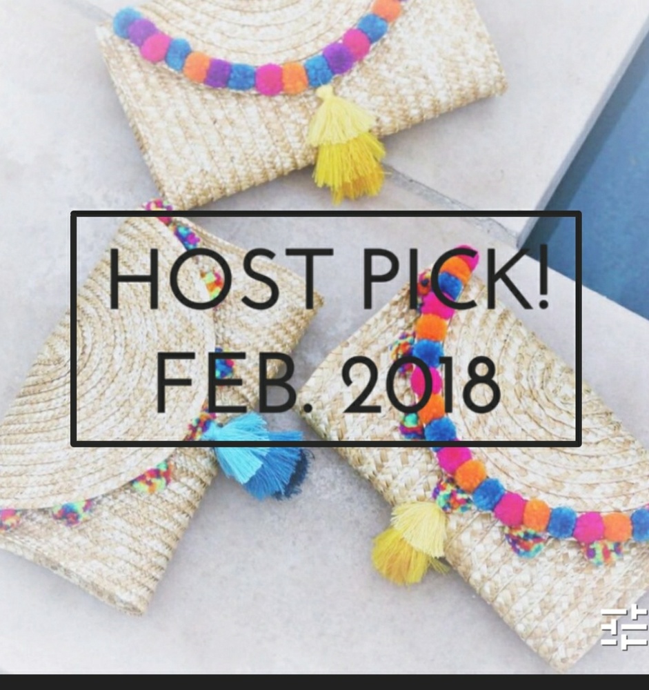 HOST PICK Straw pompom handmade tassel clutch